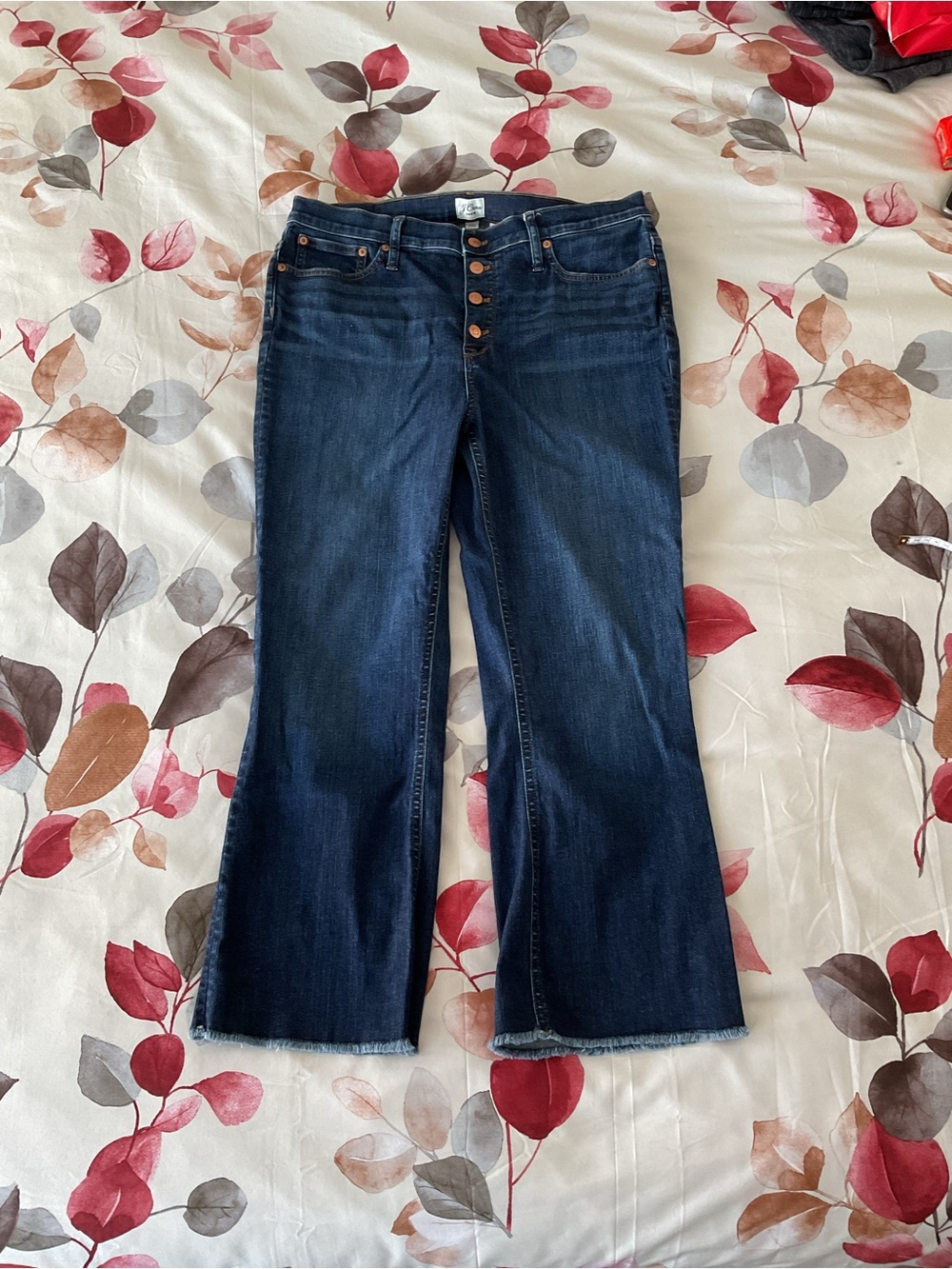 J. Crew Dark Blue Button-Fly Cropped Jeans